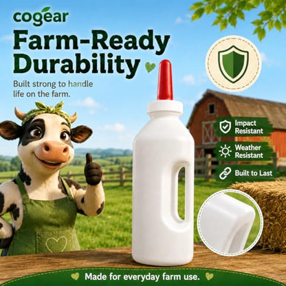 Screw Nipple Calf Feeding Device, Calf Feeding Bottle with Rubber Nipple & Cap, Handle Milk Pot Calfs Feeding Supplies (2L-Base) - color: 2L-Base