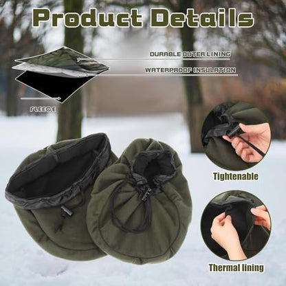Insulated Boot Covers for Hunting Fishing Outdoor, Fleece Feet Warmer with Adjustable Drawstring and Interlayer for Heating Pads, for Men Women, Waterproof Hunting Boot Cover for Cold Weather