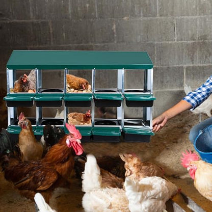 Chicken Nesting Boxes for Chickens,10 Hole Metal Roll Away Nest Box for Chicken Coop,Chickens Laying Egg, Lid Cover to Protect Eggs,Easy Egg Collection,Hen Roosting Boxes