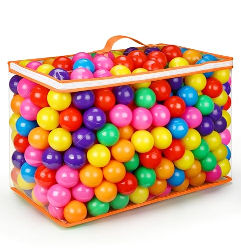 Vanland Ball Pit Balls for Baby and Toddler Phthalate Free BPA Free Crush Proof Plastic - Multicolored Pit Balls in Reusable Play Toys for Kids with Storage Bag - color: Bright colors, size: 200 Balls
