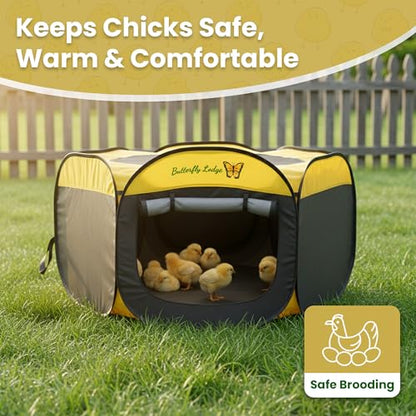 Chicken Brooder Box for Chicks, 6-in-1 Chick Starter Kit, 45" Large Chicken Brooder Pet Tent, Chick Coop for 10-15 Chicks with Feeder, Waterer & Cleaner, Indoor Chick Pen