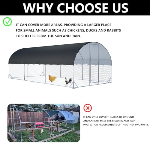 XCZ Chicken coop Cover. Equipped with Spherical Elastic Ropes, Suitable for Large Metal Chicken coops with Three Units. Chicken coop Sunshade Cloth, Waterproof and Sun-Proof. Only Cover