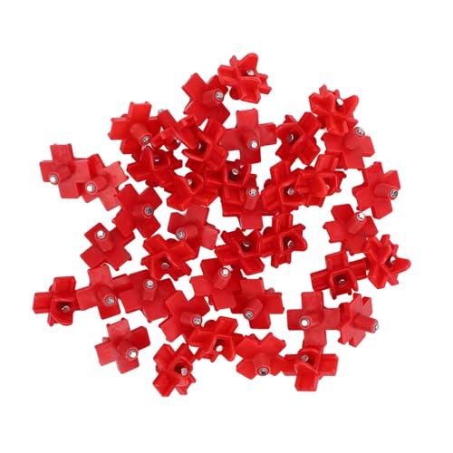40PCS Automatic Poultry Nipple, Red Chicken Waterer Nipples Plastic Steel with Drill Bit, for Bucket Feeders Chicken Coop