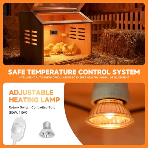 Brooder Box for Chicks Thick Wooden Chicken Brooder Box with Pre-Drilled Holes, Heating Lamp & Thermometer Included, Suitable for Chicks, Ducks, Quails, Hamsters & Small Animals 15.7 x 12 x 12 in - size: Small(15.7x12x12 in)