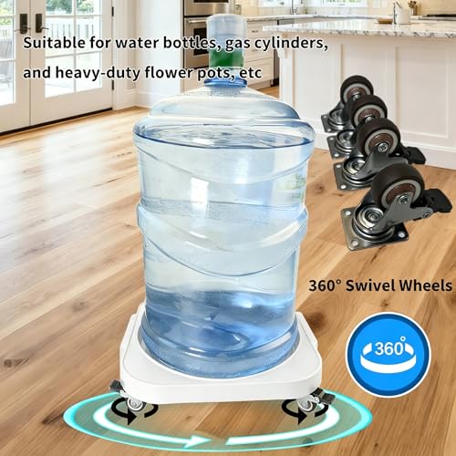 2-Pack 11" 5-Gallon Water Bottle Jug Caddy with 4 Rolling Swivel Casters - Heavy-Duty 5-Gallon Bucket Dolly & Plant Stand, Blue (2, White) - color: White
