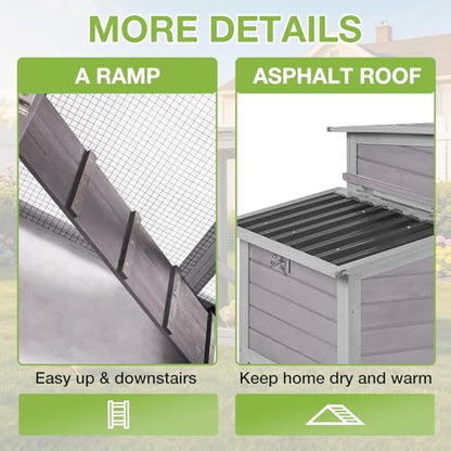 GUTINNEEN Large Mobile Chicken Coop with Run, Wooden Outdoor Hen House with Wheels & Handle, Weatherproof Roof, Nesting Box, Pull-Out Tray, Secure Lock for Outdoor Chickens Ducks - size: 74.9"L x 26.0"W x 39.4"H