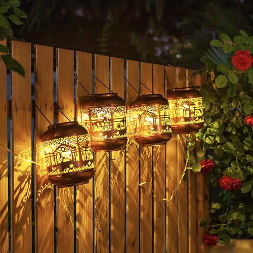 French Bulldog Solar Lanterns Outdoor Waterproof,Hanging Solar Lights French Bulldog Gifts for Women Men Metal LED Decorative Light for Yard,Patio,Lawn,Tabletop,Pathway,Landscape,Garden Decor - style: French Bulldog
