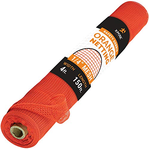 Xpose Safety Construction Safety Netting – 4' x 150', 1/4" Mesh Scaffold Safety Net, Temporary Material Roll, Visibility Fence, Heavy-Duty Fire Retardant, Orange - color: 2) Orange, size: 4' X 150' – 1/4" Mesh
