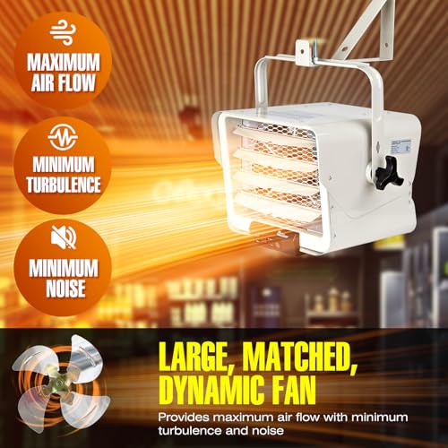 DR. INFRARED HEATER NEW Upgraded DR-975 7500-Watt 240-Volt Hardwired Shop Garage Electric Heater, Wall/Ceiling Mounted with Remote Controlled Thermostat White - size: 19 Inches