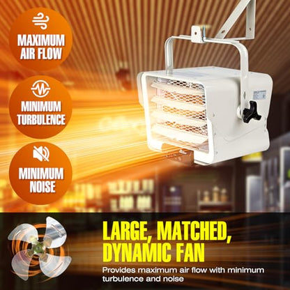 DR. INFRARED HEATER NEW Upgraded DR-975 7500-Watt 240-Volt Hardwired Shop Garage Electric Heater, Wall/Ceiling Mounted with Remote Controlled Thermostat White - size: 19 Inches