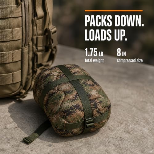 USGI Industries Military Woobie Blanket | Poncho Liner for Campers, Preppers & Veterans | 62x82 in, 1.75 lb, Water-Resistant | 5 Tactical Colors | Compression Bag - color: Coyote Brown