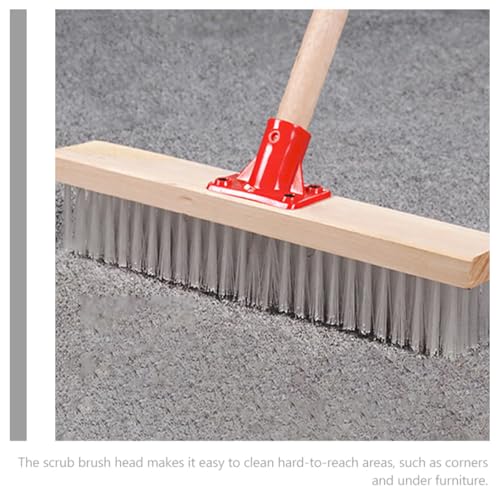 Stiff Bristle Floor Brush with Long Handle 40cm Nylon Scrub Decking Brush for Outdoor Patio and Bathroom Cleaning for Heavy-Duty Dirt Removal