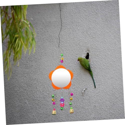 Generic Chicken Mirror with Bell for Birds and Poultry Acrylic Hanging Mirror for Roosters Hens Parrots Interactive Pet Cage Accessory for Fun and Entertainment