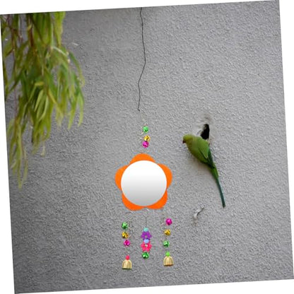 Generic Chicken Mirror with Bell for Birds and Poultry Acrylic Hanging Mirror for Roosters Hens Parrots Interactive Pet Cage Accessory for Fun and Entertainment