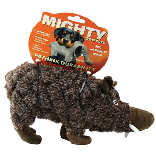 MIGHTY- Massive-Safari-Javelina-Squeaker-Multiple Layers. Made Durable, Strong & Tough. Interactive Play Dog Toy (Tug, Toss & Fetch). Machine Washable & Floats | Multiple Layers & Reinforced Seams , Washable and Floats , Mighty® Construction - color: Brow