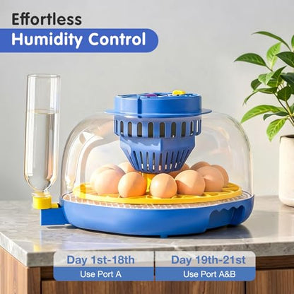 Chicken Egg Incubators for Hatching Eggs, 12 Egg Incubator with Automatic Egg Turning and Humidity Control – Chicken Incubators for Hatching Eggs with 360° View/Candler/Water Bottle Refill/Air Vent - size: 12 Eggs