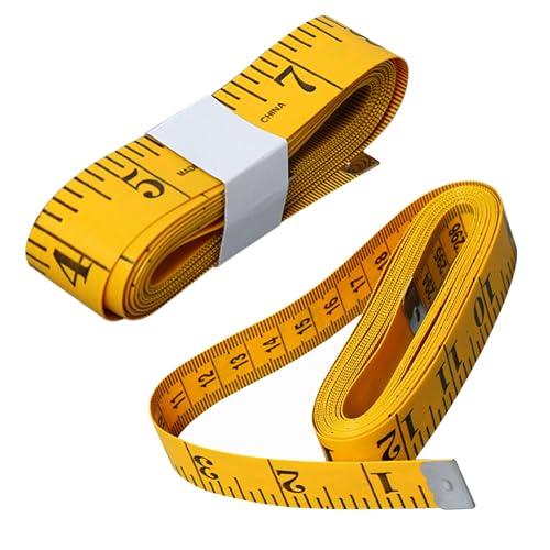 Soft Tape Measure Double Scale Measuring Tape Body Sewing Flexible Tailor Craft Vinyl Ruler for Weight Loss Medical Body Measurement, Has Centimetre Scale on Reverse Side (2pcs Yellow-60 inch) - color: 2pcs Yellow-60 inch