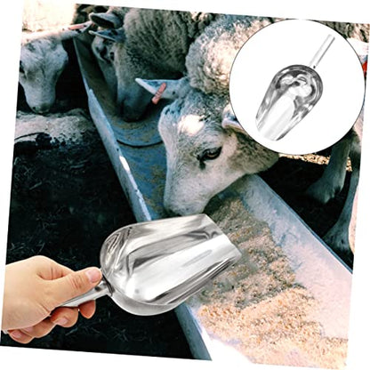 Stainless Steel Feed Scoop for Livestock Metal Grain Distribution Scoop Sturdy 10oz Fodder Scooper for PET Food and Ice Cubes Easy to Clean