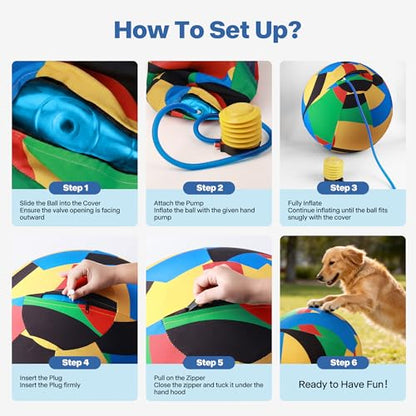 Pet Prime 25" Herding Ball for Dogs,Dog Herding Ball with Pump for Australian Shepherd,Cattle,Border Collie,Large Breed Play and Exercise,Durable Outdoor Herding Toy for Dogs and Horses