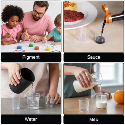 6 Pack Plastic Graduated Cup Set 30ml /60ml(2 oz)/100ml Clear Liquid Measuring Cups Plastic Graduated Beakers for Kitchen Dual Scale Baking Lab Measure Accurate