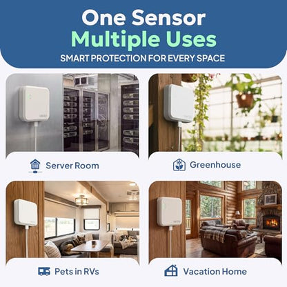 Cellular Temperature Monitor - Remote Power Failure Alarm & Humidity Sensor with Unlimited Alerts. Temp Monitoring System for RV Pet Safety, Vacation Home, Server Room. No Fees or WiFi Required