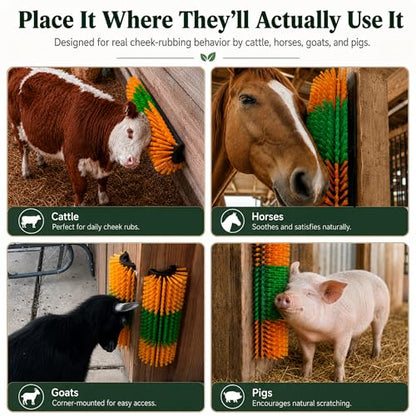 Livestock Scratching Brush, 4-Pack-Grooming Posts for Cows, Horses, Goats and Pigs with 8 Screws, Help Relieve Discomfort in Livestock and Prevent Damage to Fences - color: regular 4pcs