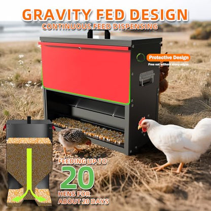 100lb Capacity Chicken Feeder, Metal Poultry Feeder, No Waste Waterproof Chicken Feeder, Suitable for Geese, Ducks, Turkeys, Quails - size: 100LB