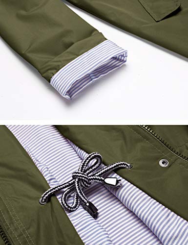 LOMON Raincoat Women Waterproof Long Hooded Trench Coats Lined Windbreaker Travel Jacket S-XXL - color: Army Green, size: XX-Large