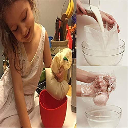 200 Micron Premium Fine Mesh Food Grade Nut Milk Bag for Almond Milk/Soy Milk/Yogurt/Juice - Fine Mesh Nylon Cheesecloth & Cold Brew Coffee Filter, 10" x 12" - Extra thick (1)