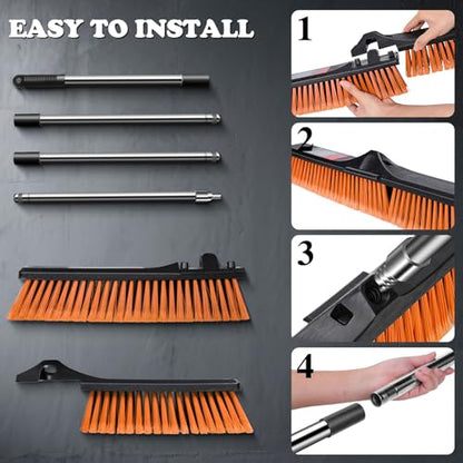 MASTERTOP 24" Heavy Duty Push Broom with Ultra-Sturdy Adjustable Handle, 6-Layer Stiff Bristles Garden Yard Broom, Outdoor Sweeping Brush for Garage, Patio, Driveway, Warehouse, Deck, Tile & Concrete - color: Push Broom Orange