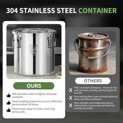 Large Stainless Steel food Storage Containers,5.5Gallon/21Liter Airtight Stainless Steel Bucket With lids,710 OZ Flour Storage Container,Metal Airtight Canister for Rice,Coffee Bean,Dog Food - size: 21Liter
