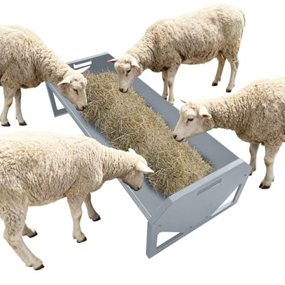 Garvee Livestock Feeder, 45.13" Hay Feeder for 10 Sheep Once, Heavy Duty 22 Gallon Capacity Livestock Feeding Trough for Horse, Goat, Sheep, Cattle, Cow, Alpaca - color: Silver
