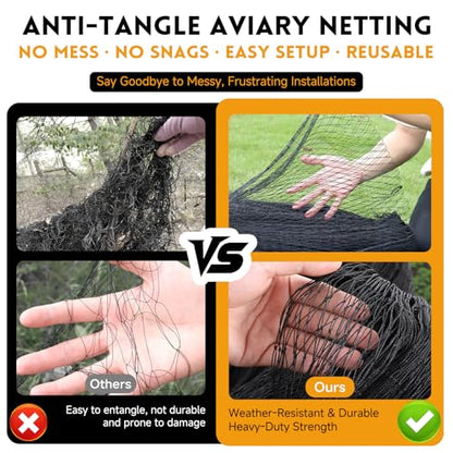 Heavy Duty Bird Netting for Chicken Coop with 1" Mesh, 50x50 ft Reinforced HDPE Poultry Netting, Durable & Reusable Chicken Netting for Hawks, Predator Proof for Farm, Fence, Garden & Orchard - style: 50' x 50' - 1"