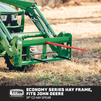 Titan Attachments Economy Series Hay Frame, C2 Hay Spear & Stabilizer Spears, Hook and Pin Mounting Style, Rated 4000 LB, 2" Receiver Hitch (39" Main Spear + 17.5" Stabilizers) - size: 39" Main Spear + 17.5" Stabilizers
