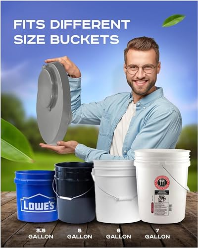 Skywin 5 Gallon Bucket Lid, Seal Lid, Wood Pellet Storage Containers, Bird Seed Container, Lump Charcoal Storage, Weather Resistant Rubber (Bucket Not Included) (Grey) - color: Gray