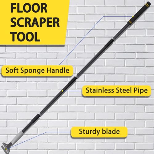 Floor Scraper Tool, Floor Scraper Long Handle Heavy Duty 16-62" Comes with 10 Metal Blade Suitable for Cleaning Labels on Tiles Windows and Floors Handle Comes with Soft Sponge