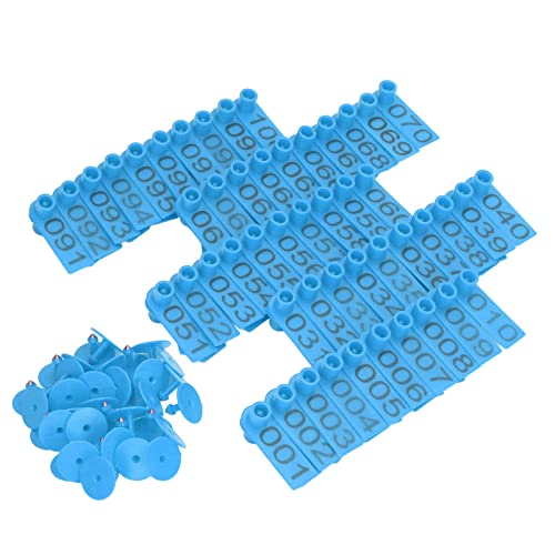 100 Sets Livestock Identification Tags, Lightweight PP Vibrant Numbered Ear Tags Accurate Ear Card for Goats Sheep Cattle Cows Pigs (Blue) - color: Blue