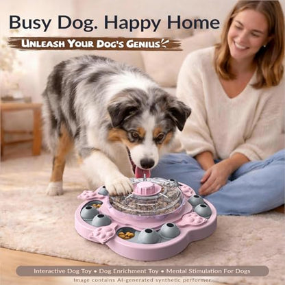KADTC Dog Puzzle Toy, 3 Levels of Step-by-Step Challenge, Spin-to-Release Treat Dispenser, Slow Feeder & Mental Stimulation Enrichment Toy for Small Medium Large Dogs - color: Pink