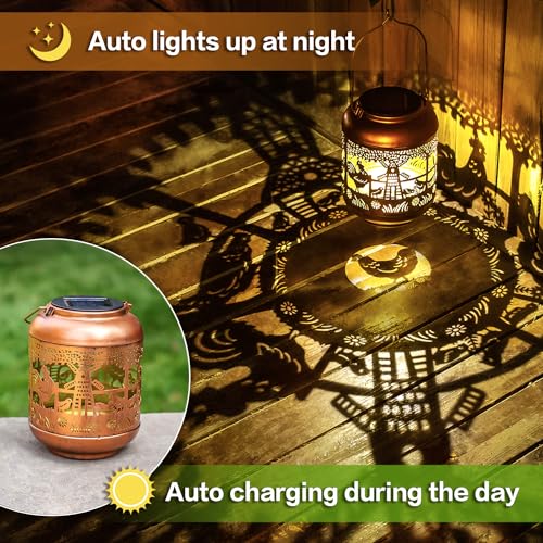 Chicken Solar Lanterns Outdoor Waterproof,Hanging Solar Lights Chicken Gifts for Women Men Metal LED Decorative Light for Yard,Patio,Lawn,Tabletop,Pathway,Landscape,Garden Decor - style: Chicken