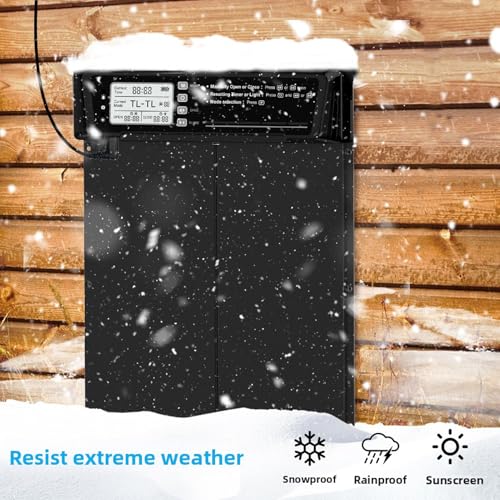 Automatic Chicken Coop Door, Aluminum Alloy 380x280mm Solar Powered Chicken Door Opener with Light Sensor, Timer, Remote Control for Home Farm, Protecting Flock from Enemies
