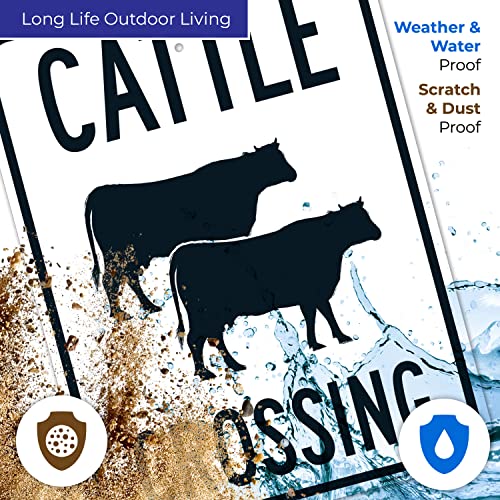 Cattle Crossing with Graphic Sign, 18x24 Inches, Rust Free .063 Aluminum, Fade Resistant, Made in USA - size: 18x24