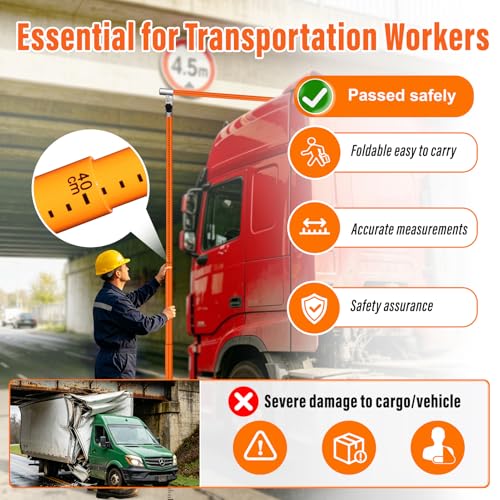 20 FT Load Height Measuring Stick,Height Stick,Sturdy Fiberglass Truck Height Stick with Adjustable Pole,Non-Conductive Accurately Measures Stick with Carrying Bag,Retractable Height Stick for Trucks - size: 20FT