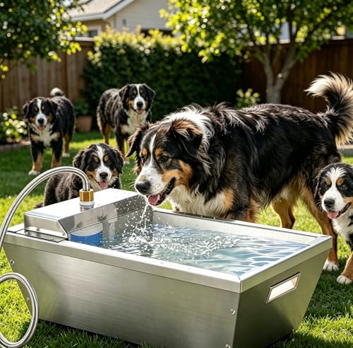4Gal Dog Water Bowl Dispenser Large Breed Outdoor Automatic Livestock Water Trough Livestock Waterer for Large Dogs Goat Sheep Cow Horse