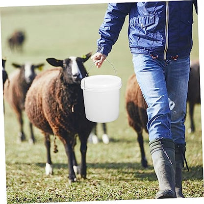IMIKEYA Food Grade Plastic Storage Bucket with Lid Airtight Multipurpose Container for Pet Food Livestock Feed Charcoal Thick Plastic Pail with Hand Grip and Side Handles for Easy Carrying