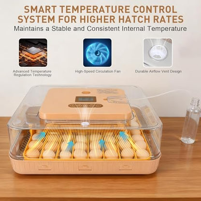 ZEMIRO CHARGE Automatic 56-Egg Incubator for Breeders, Sensor-Based Precise Humidity+Temp Control, Chick Separator, Adjustable Egg Spacing, Custom-Interval Auto Turn+Auto Stop,Preset Incubation Days - size: 56 egg-brown