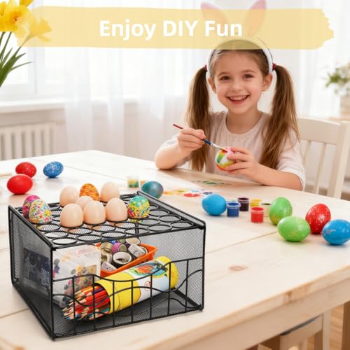 WRINGKIT Egg Basket for Gathering, 2 Tier Large Fresh Egg Collecting Holder with Slide Tray, Holds 36 + 100 Eggs, Metal Wire Farm Eggs Storage Rack for Countertop, Chicken Duck Easter EGG, Fruit