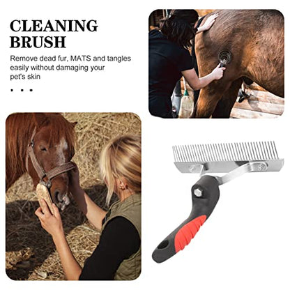 Ipetboom Horse Grooming Rake Handle Comb for Cleaning of Horses Resistant Grooming Tool for Livestock Care Easy to Clean Non- Design