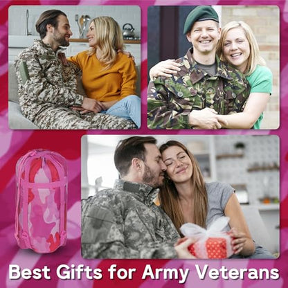 Mirzoyan Woobie Blanket, Military Poncho Liner Camo Insulated Camping Woobie Blanket for Outdoor Hiking (Pink with Zipper) - color: Pink With Zipper