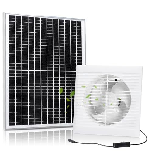 Fanspex Solar Exhaust Fan, Solar Powered Vent Fan Kit for Outside Greenhouse Shed Chicken Coop (8" Fan) - size: 8" Fan