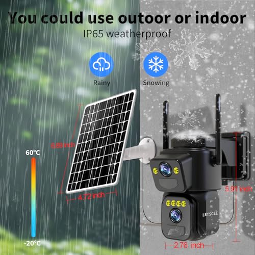 LETSCEE Security Cameras Outdoor WiFi,5G/2.4G Cameras for Home Security Solar Power with Dual Lens,Motion Detection,Night Vision,2-Way Audio,Weather Proof,No Subscription Fee - color: 2PACK